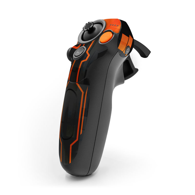 DJI RC Motion 3 Skin design of Orange, Font, Parallel, Pattern, Graphics, Rectangle, Logo, Brand, Graphic design, Event, with black, orange colors