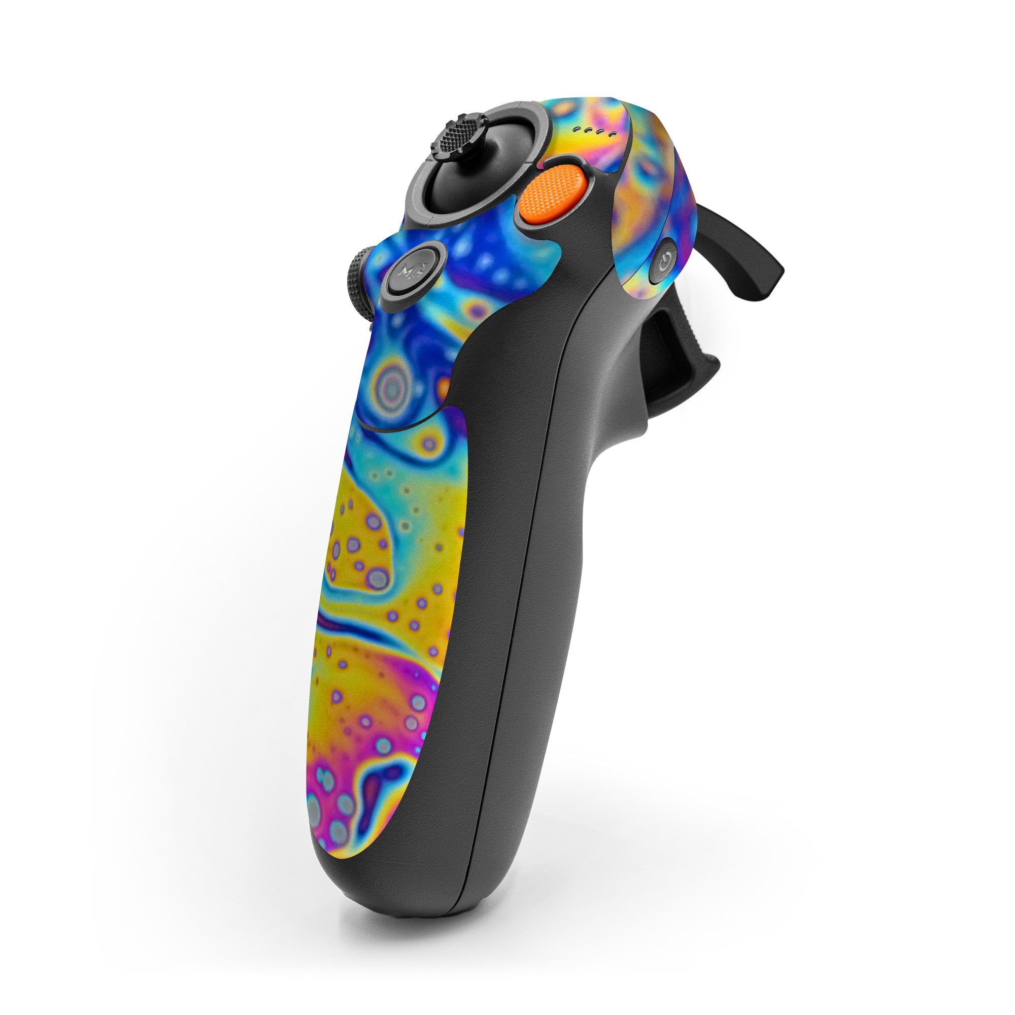 DJI RC Motion 3 Skin design of Psychedelic art, Blue, Pattern, Art, Visual arts, Water, Organism, Colorfulness, Design, Textile, with gray, blue, orange, purple, green colors