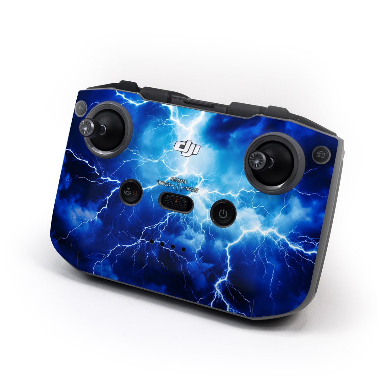 DJI RC-N1 Controller Skin design of Thunder, Sky, Atmosphere, Daytime, Cloud, Water, Lightning, Light, Azure, Natural environment, with black, blue colors