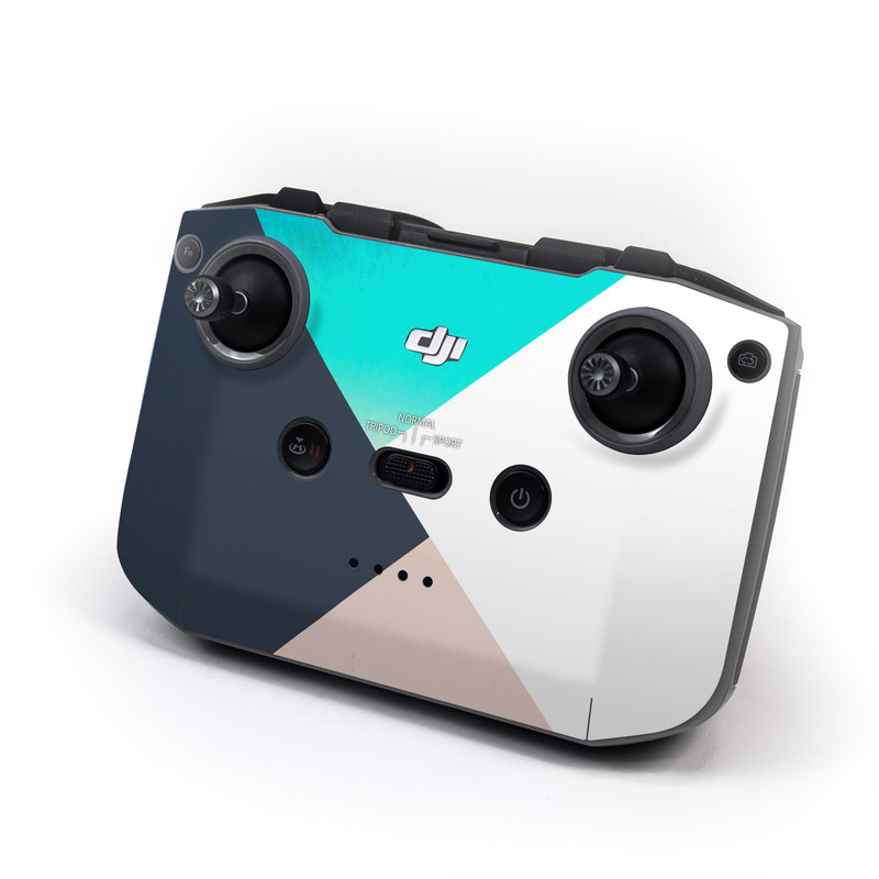 DJI RC-N1 Controller Skin design of Blue, Turquoise, Aqua, Line, Triangle, Design, Material property, Graphic design, Pattern, Architecture, with black, white, brown, blue colors