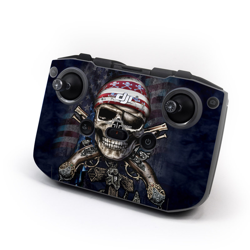 DJI RC-N1 Controller Skin design of Skull, Bone, Skeleton, Illustration, Outerwear, T-shirt, Flag, Art, with black, gray, red colors