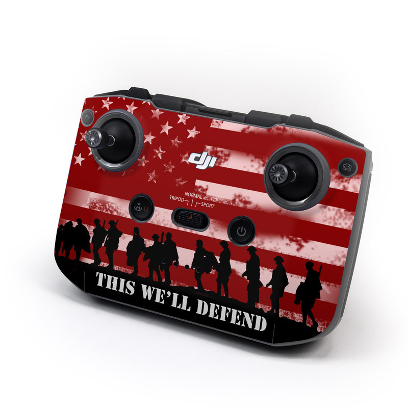 DJI RC-N1 Controller Skin design of Red, Flag, Font, Veterans day, Crowd, Illustration, Silhouette, Red flag, with red, black, gray, pink colors