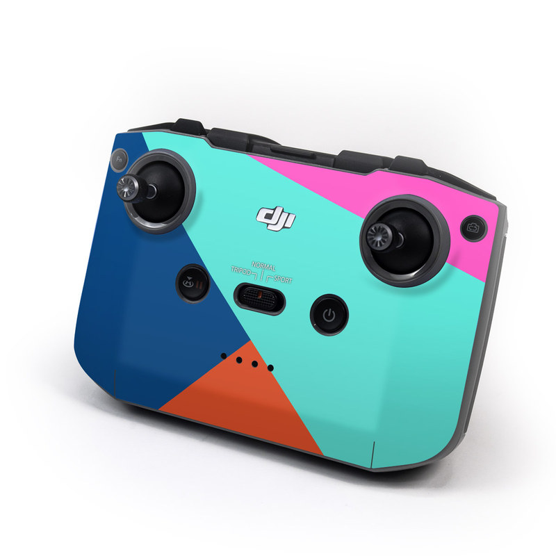 DJI RC-N1 Controller Skin design of Blue, Colorfulness, Turquoise, Line, Azure, Triangle, Pattern, Graphic design, Magenta, with blue, pink, orange, red colors