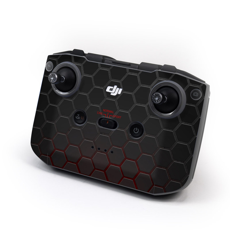 DJI RC-N1 Controller Skin design of Black, Pattern, Metal, Design, Mesh, Carbon, Space, Wallpaper, with black, red colors