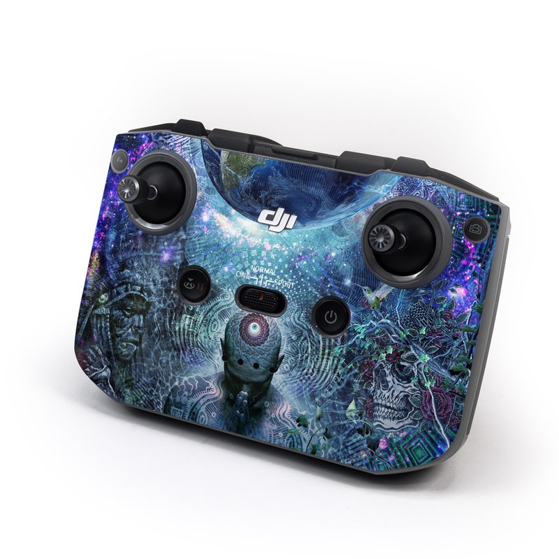 DJI RC-N1 Controller Skin design of Psychedelic art, Fractal art, Art, Space, Organism, Earth, Sphere, Graphic design, Circle, Graphics, with blue, green, gray, purple, pink, black, white colors