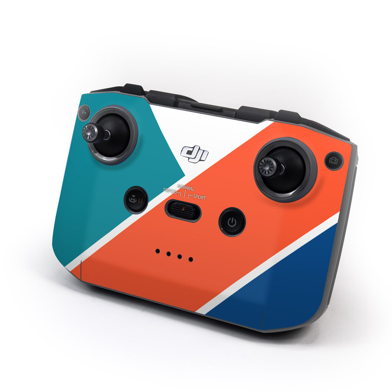DJI RC-N1 Controller Skin design of Blue, Orange, Line, Turquoise, Flag, Electric blue, Pattern, Parallel, with white, blue, red, orange, green colors