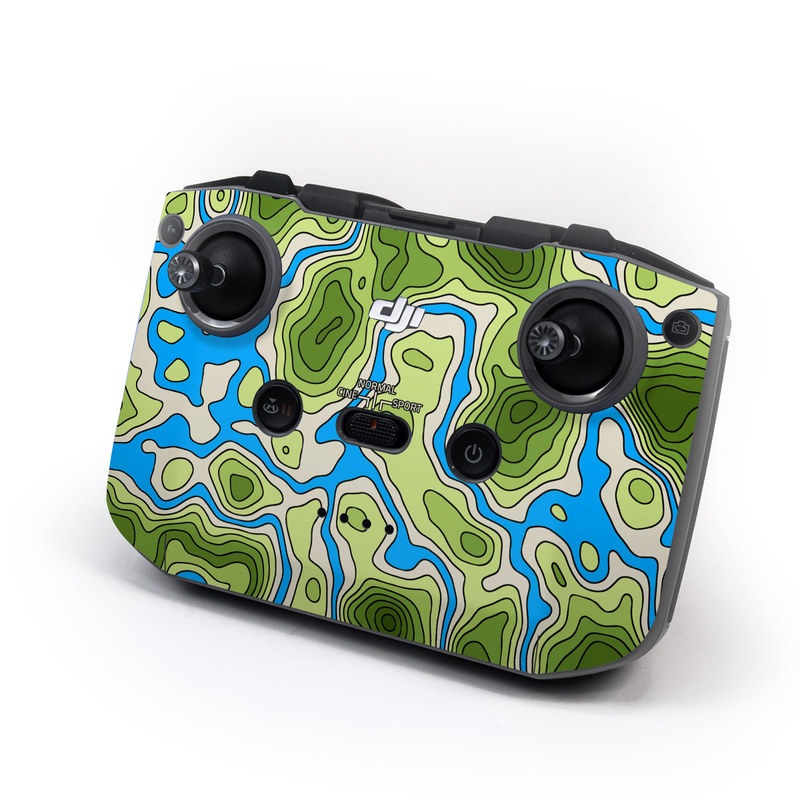 DJI RC-N1 Controller Skin design of Botany, Azure, Organism, Vegetation, Aqua, Terrestrial plant, Symmetry, Electric blue, Pattern, Art, with green, blue colors