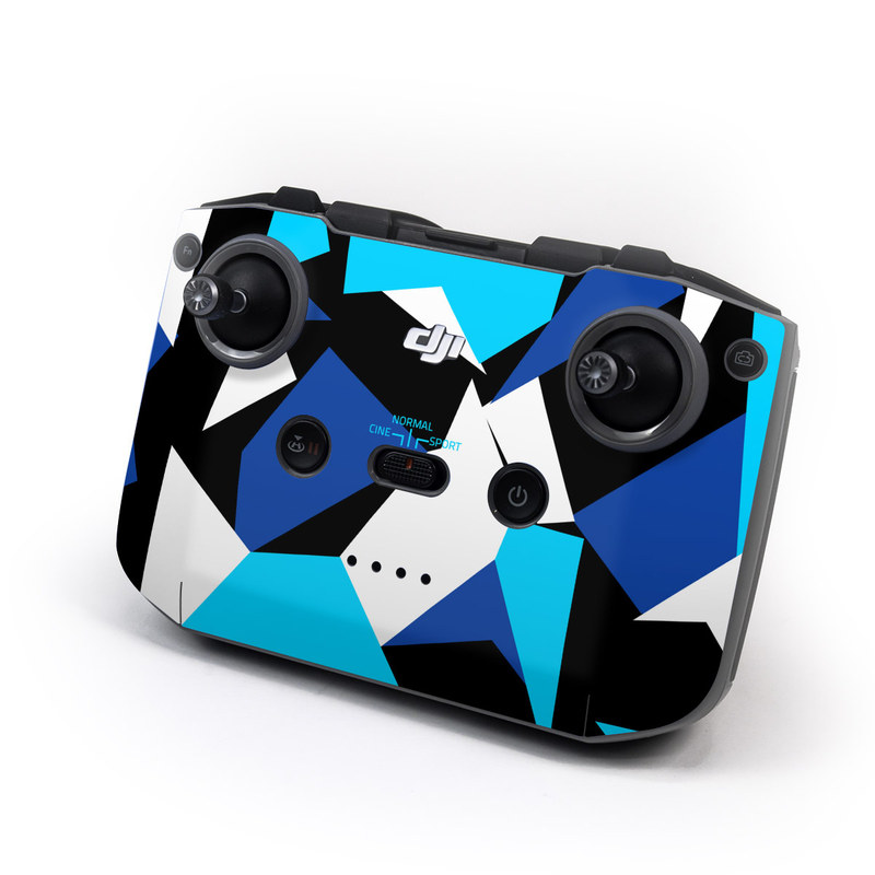 DJI RC-N1 Controller Skin design of Blue, Pattern, Turquoise, Cobalt blue, Teal, Design, Electric blue, Graphic design, Triangle, Font, with blue, white, black colors