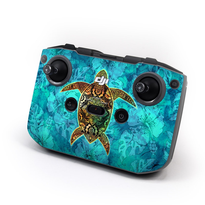 DJI RC-N1 Controller Skin design of Sea turtle, Green sea turtle, Turtle, Hawksbill sea turtle, Tortoise, Reptile, Loggerhead sea turtle, Illustration, Art, Pattern, with blue, black, green, gray, red colors