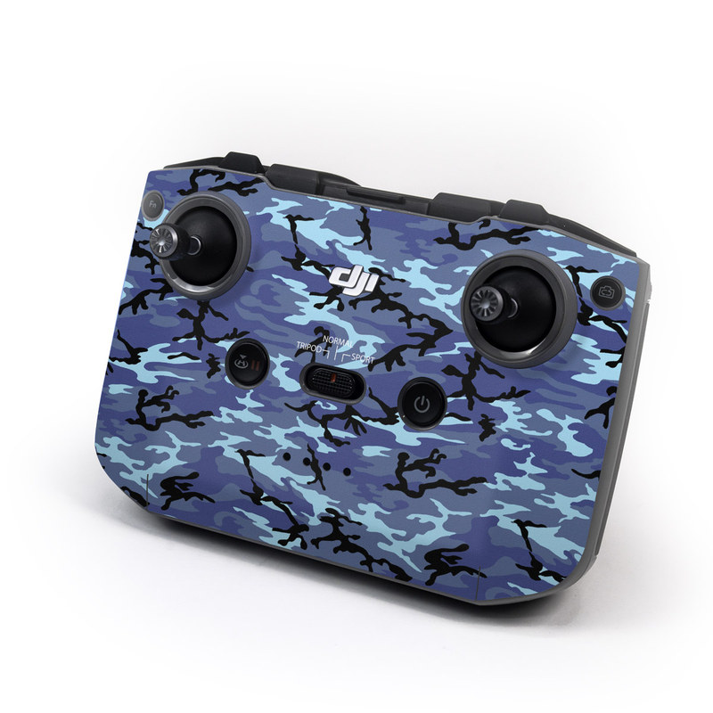 DJI RC-N1 Controller Skin design of Military camouflage, Pattern, Blue, Aqua, Teal, Design, Camouflage, Textile, Uniform with blue, black, gray, purple colors