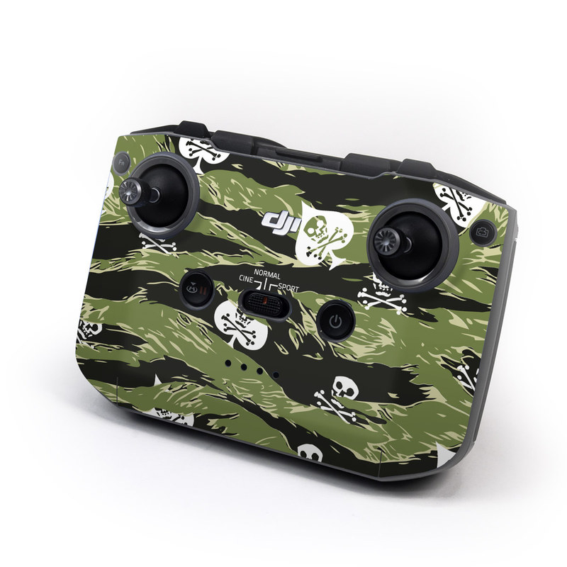 DJI RC-N1 Controller Skin design of Military camouflage, Pattern, Leaf, Illustration, Design, Tree, Camouflage, Plant, Art, Branch, with black, white, green colors