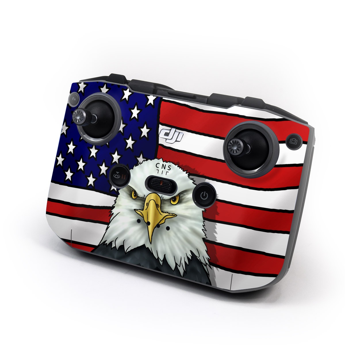 DJI RC-N2 Controller Skin design of Bald eagle, Eagle, Bird, Bird of prey, Accipitridae, Beak, Accipitriformes, Sea eagle, Flag, with white, gray, blue, yellow, red colors