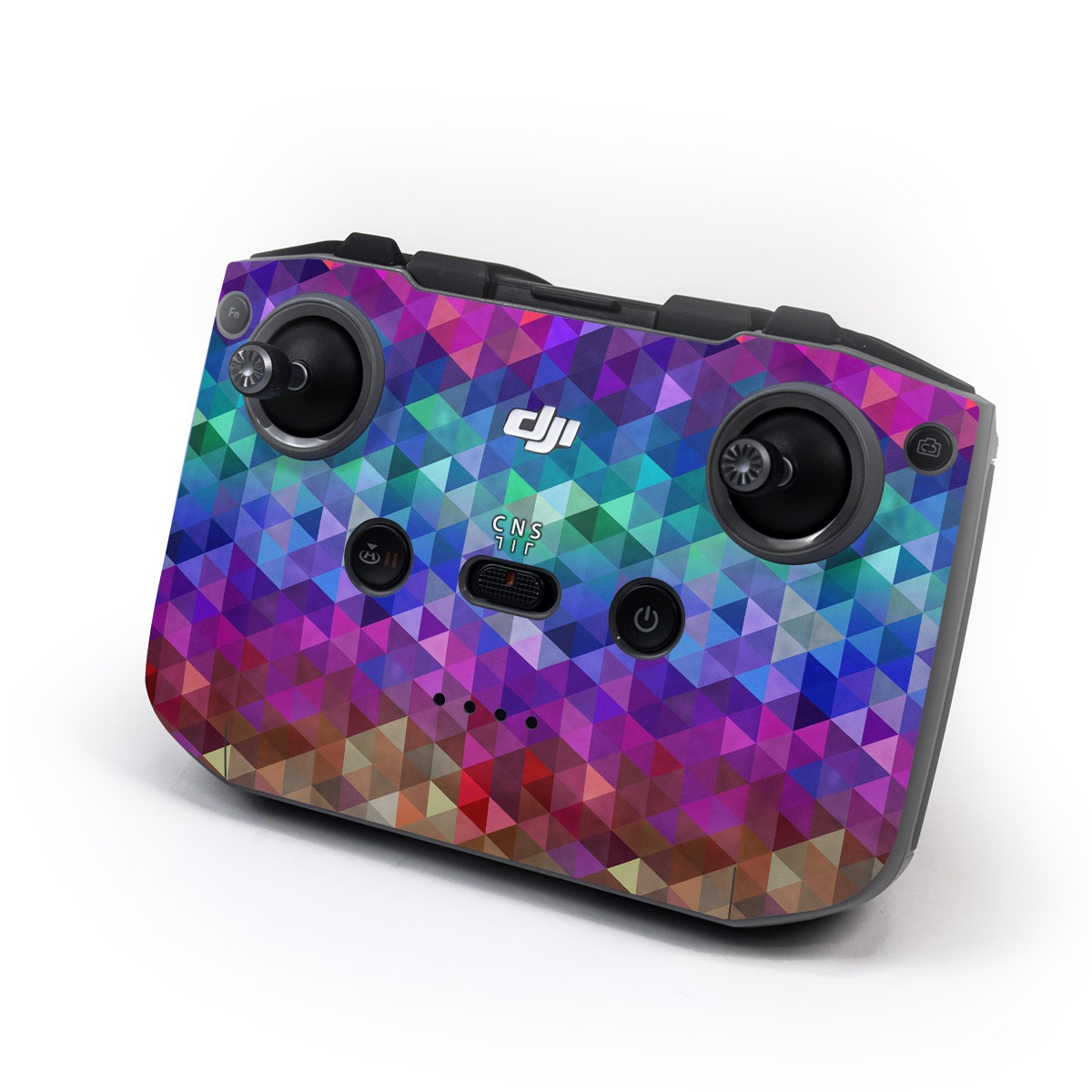 DJI RC-N2 Controller Skin design of Purple, Violet, Pattern, Blue, Magenta, Triangle, Line, Design, Graphic design, Symmetry, with blue, purple, green, red, pink colors