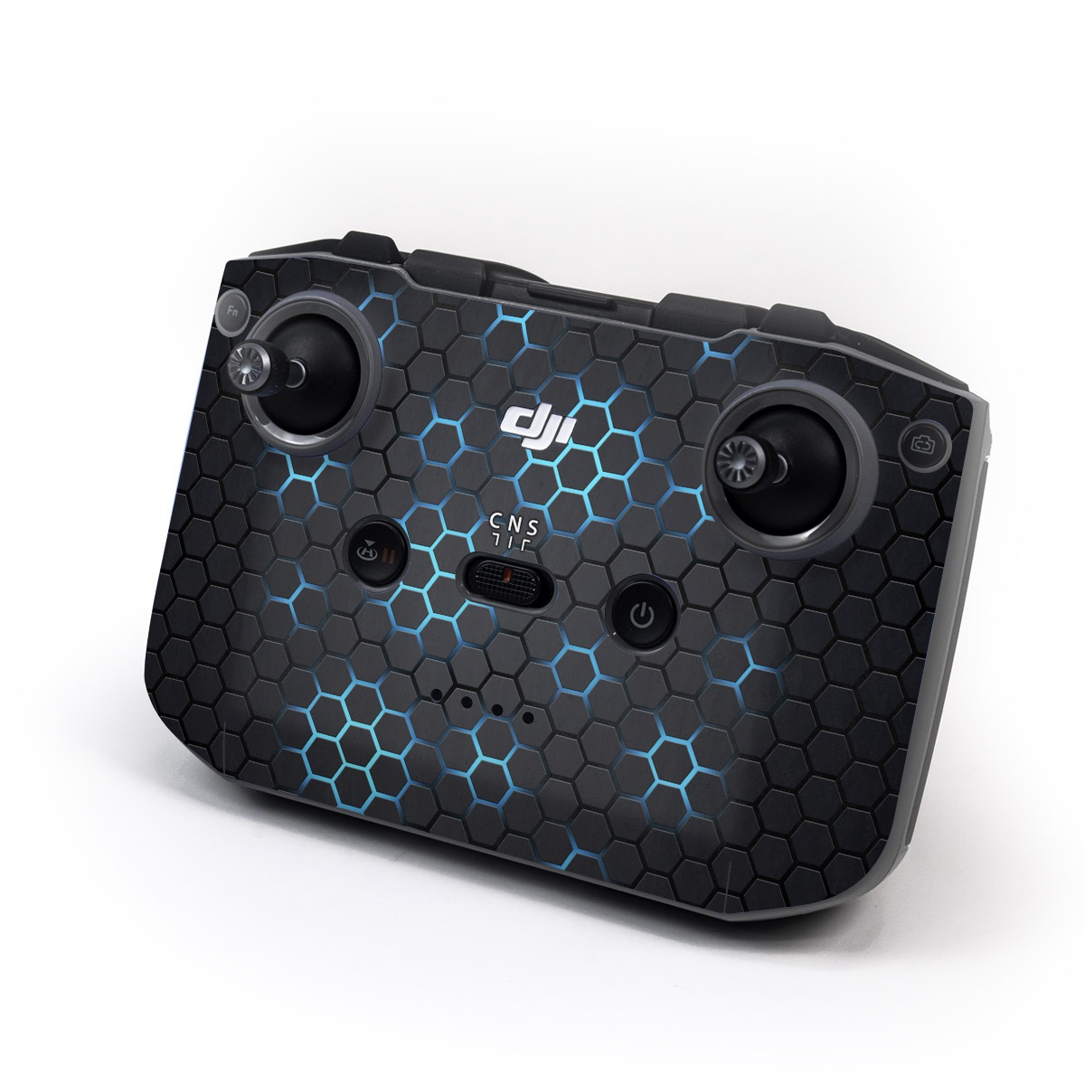 DJI RC-N2 Controller Skin design of Pattern, Water, Design, Circle, Metal, Mesh, Sphere, Symmetry, with black, gray, blue colors