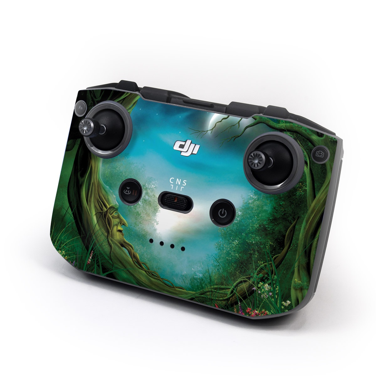 DJI RC-N2 Controller Skin design of Fractal art, Art, Organism, Fictional character, Earth, Cg artwork, with black, blue, green, gray colors