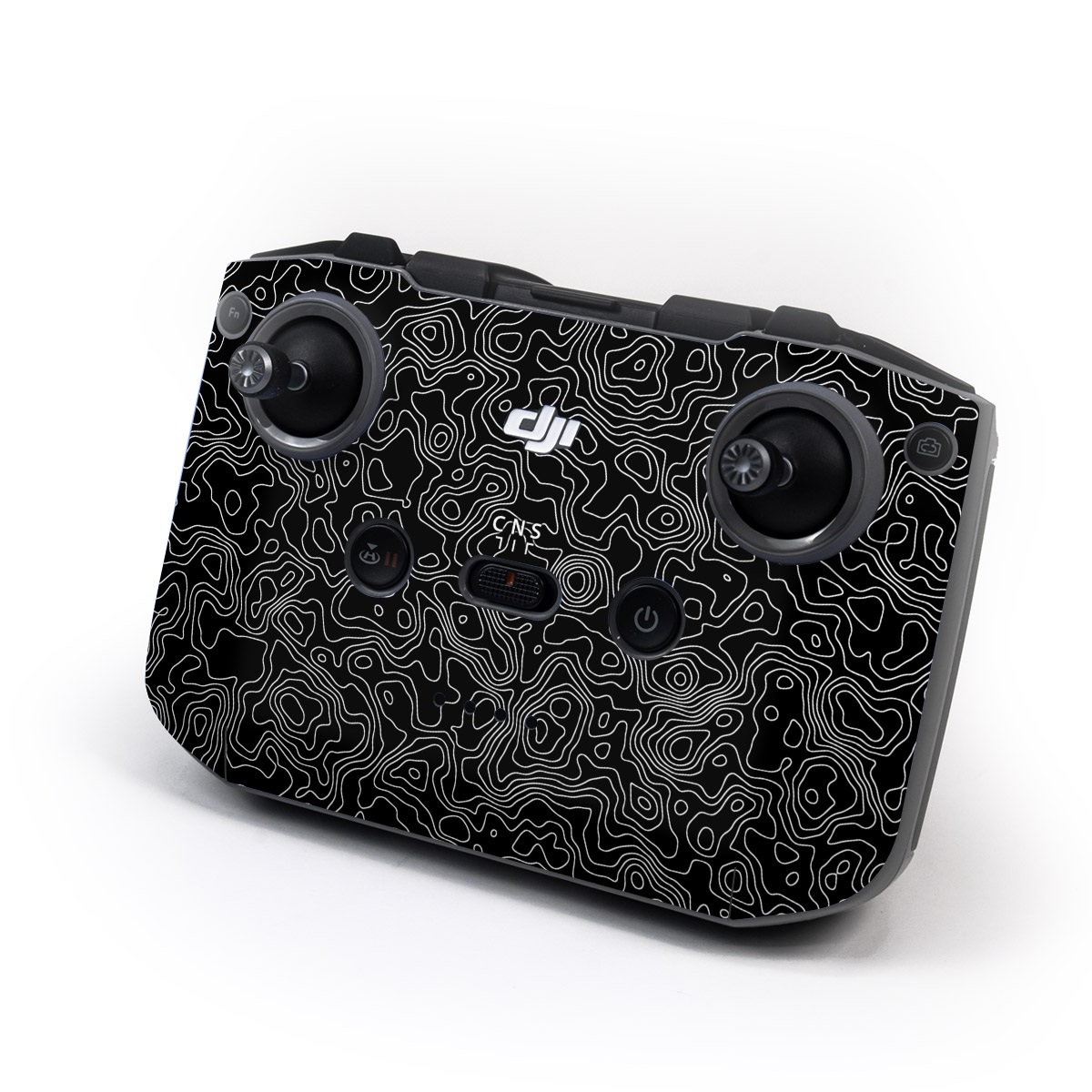 DJI RC-N2 Controller Skin design of Art, Motif, Pattern, Symmetry, Monochrome, Circle, Font, Visual arts, Illustration, Monochrome photography, with black, gray colors