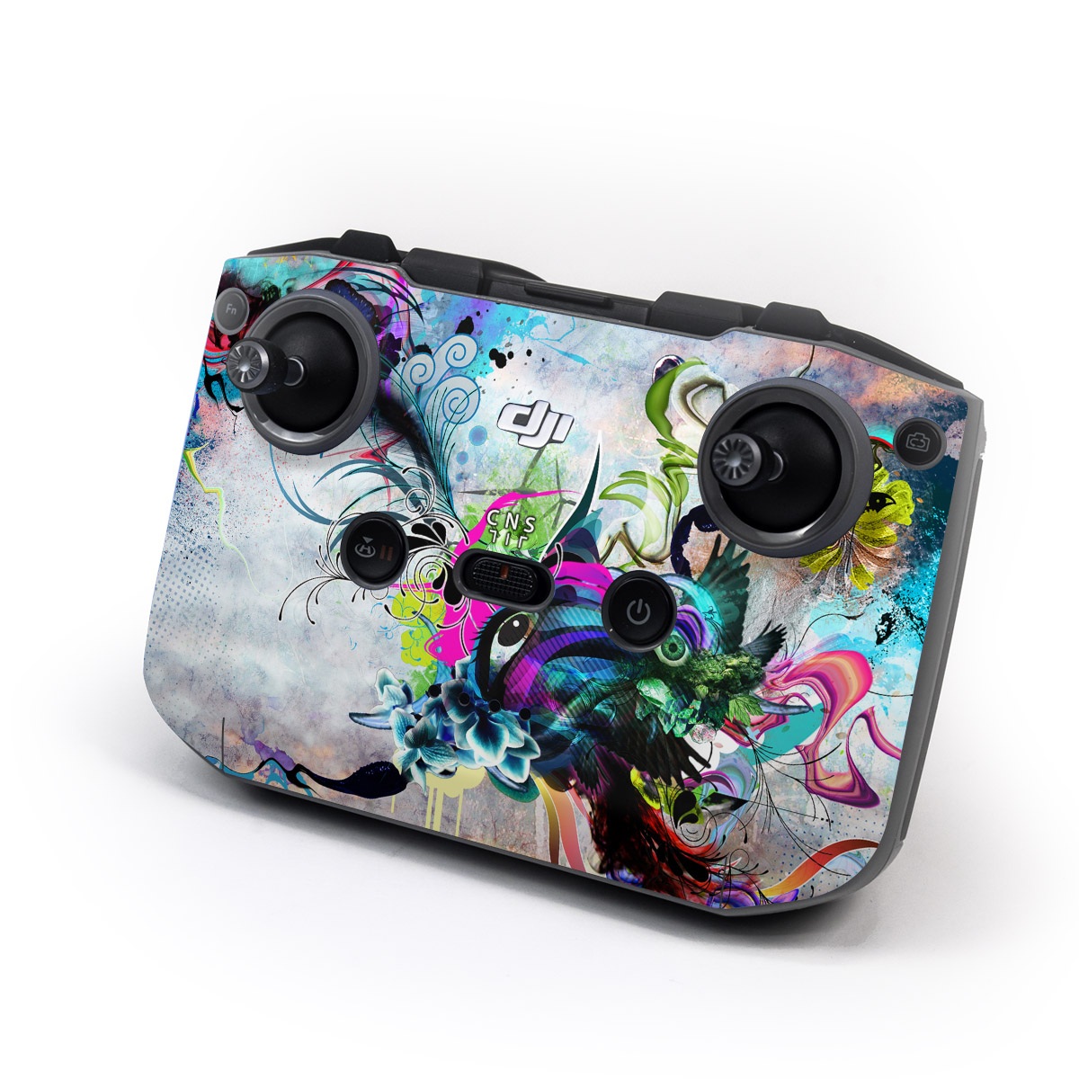 DJI RC-N2 Controller Skin design of Graphic design, Psychedelic art, Art, Illustration, Purple, Visual arts, Graffiti, Street art, Design, Painting, with gray, black, blue, green, purple colors