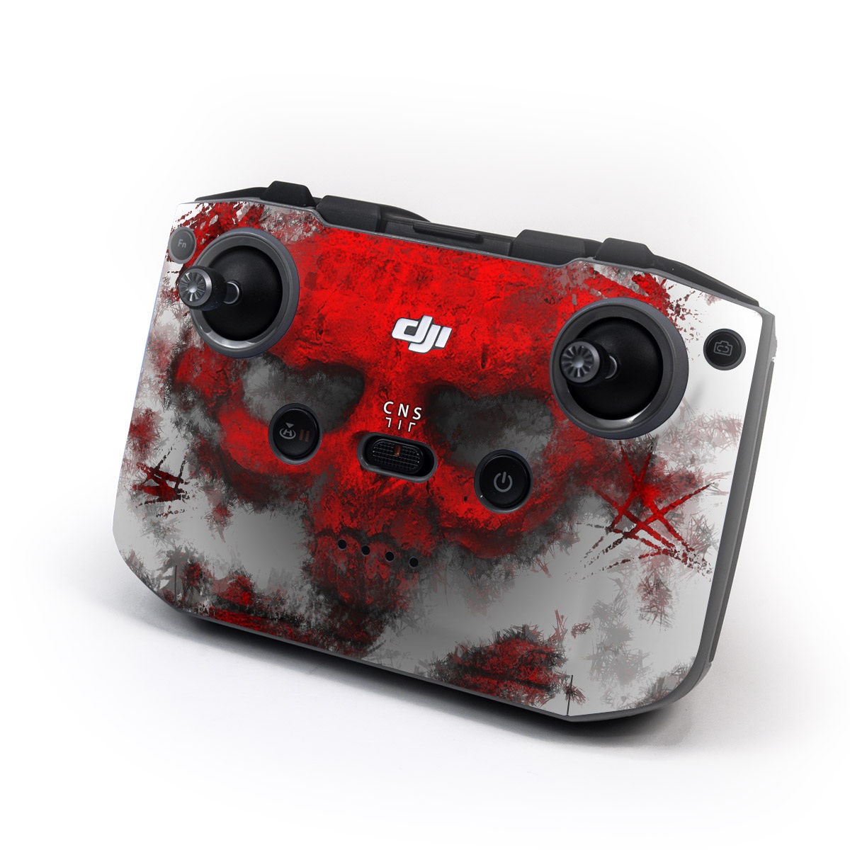 DJI RC-N2 Controller Skin design of Red, Graphic design, Skull, Illustration, Bone, Graphics, Art, Fictional character, with red, gray, black, white colors
