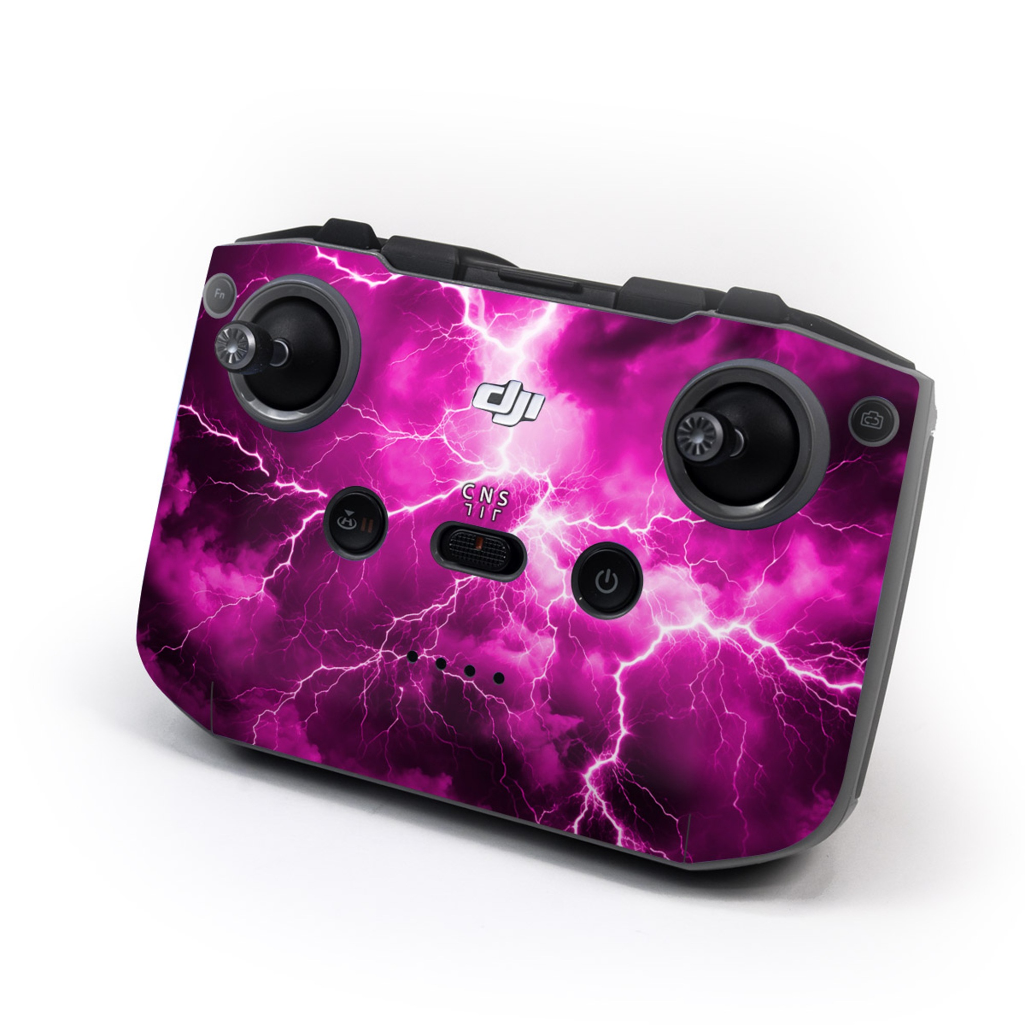 DJI RC-N3 Controller Skin design of Sky, Thunder, Lightning, Thunderstorm, Atmosphere, White, Purple, Light, Nature, Water, with black, pink colors