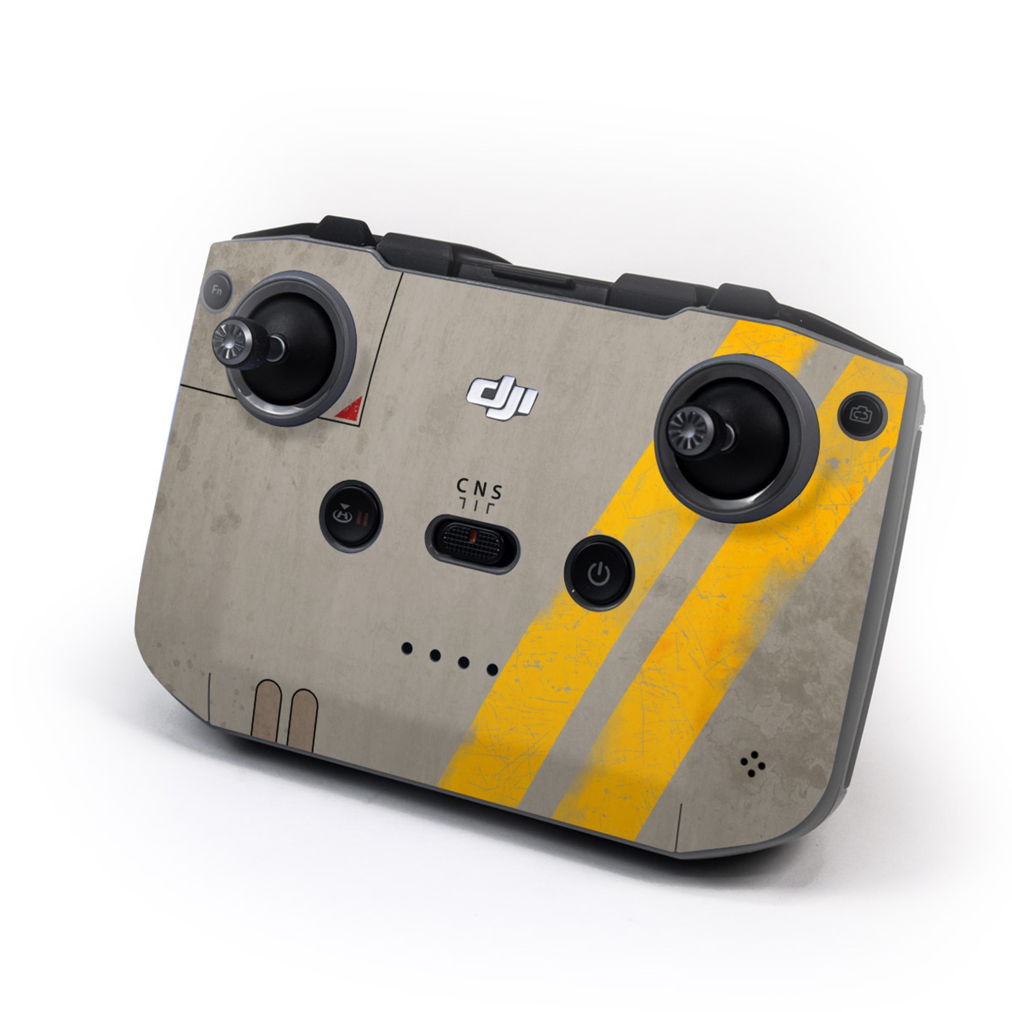 DJI RC-N3 Controller Skin design of Yellow, Wall, Line, Orange, Design, Concrete, Font, Architecture, Parallel, Wood, with gray, yellow, red, black colors