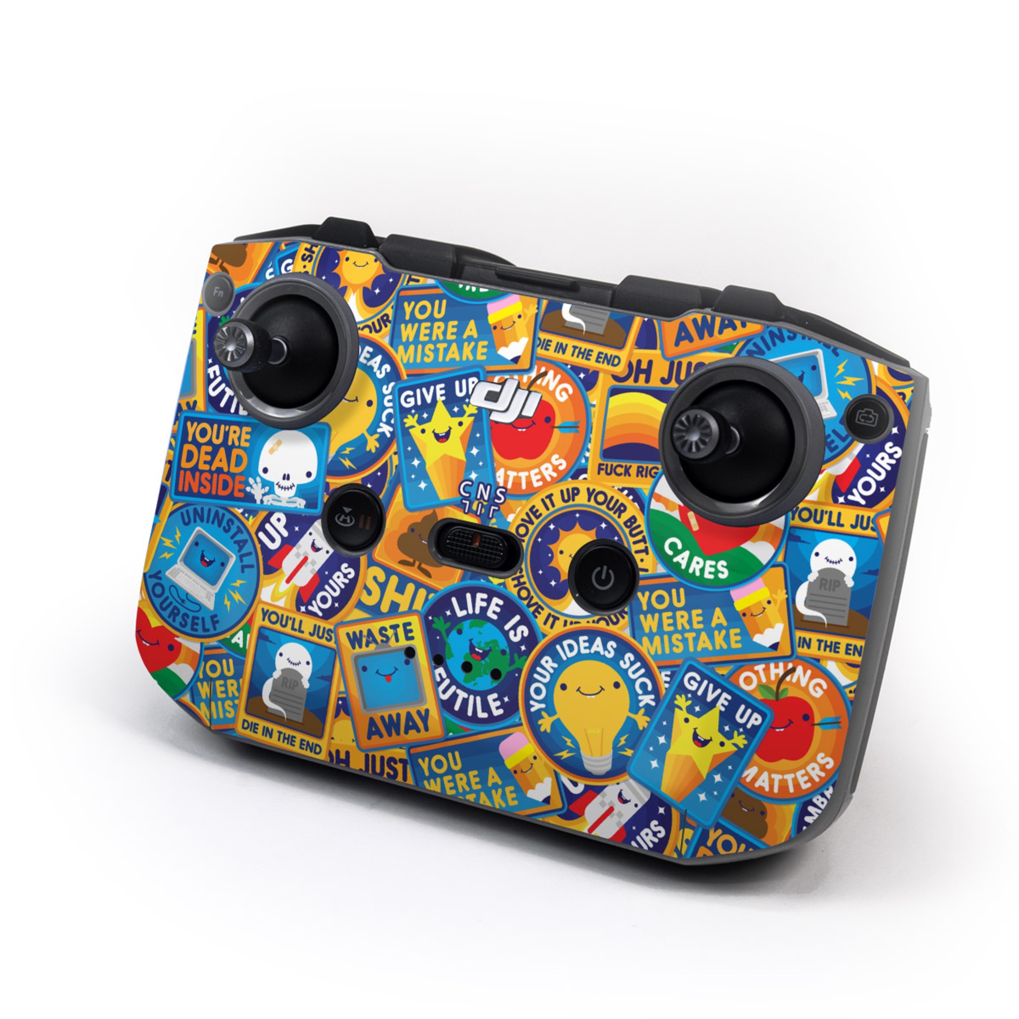 DJI RC-N3 Controller Skin design of Pattern, Visual arts, Design, Art, Mosaic, Psychedelic art, with blue, yellow, orange, white, green, red, gray colors