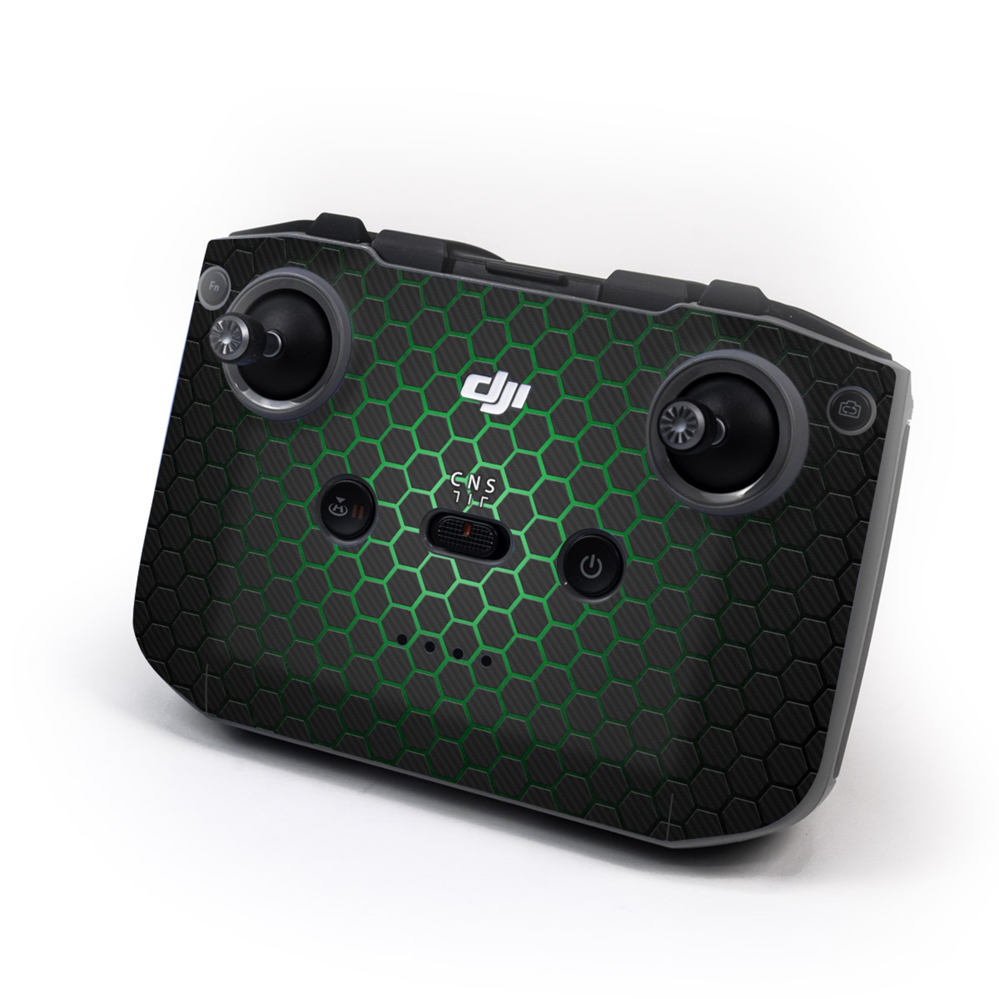 DJI RC-N3 Controller Skin design of Pattern, Metal, Design, Carbon, Space, Circle, with black, gray, green colors