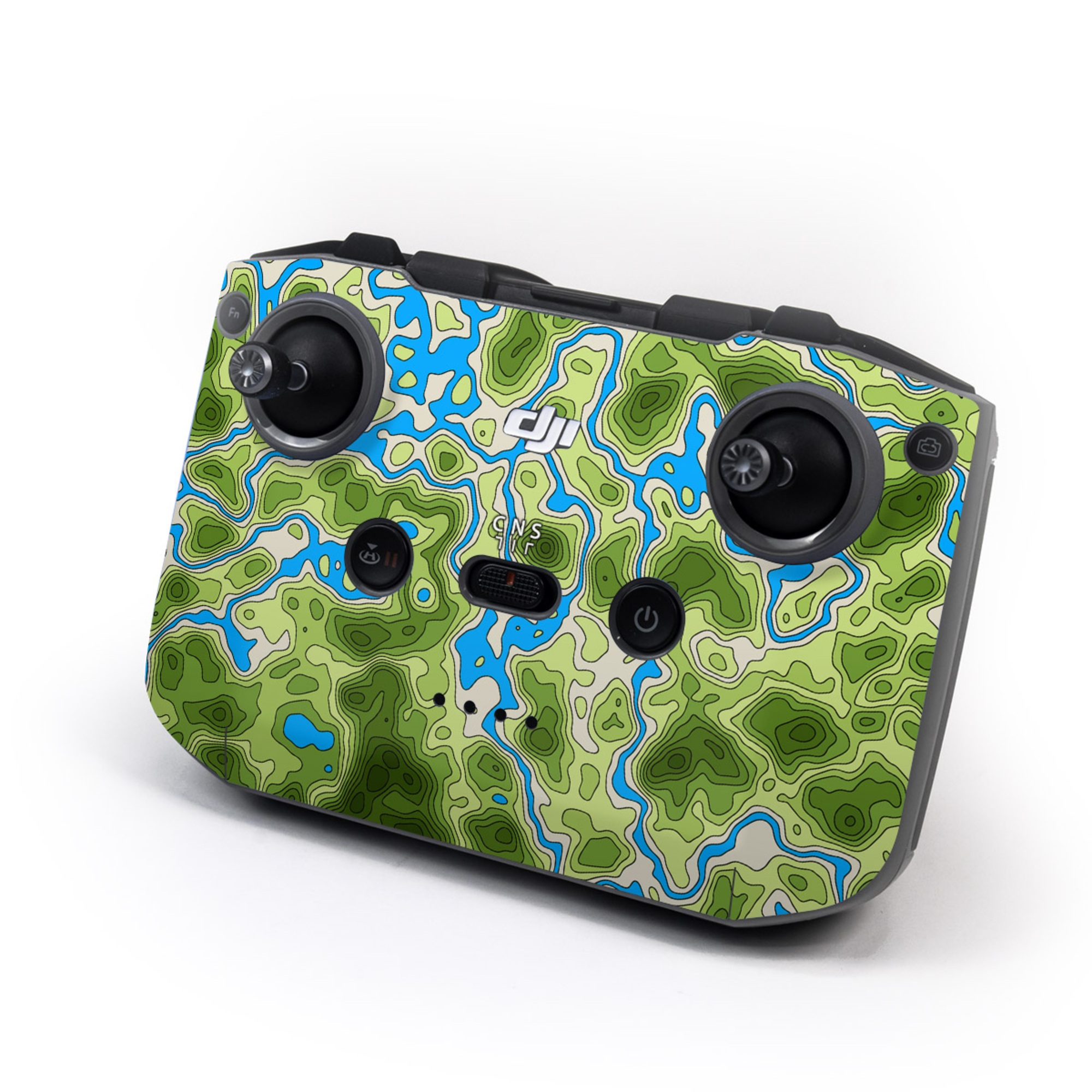 DJI RC-N3 Controller Skin design of Botany, Azure, Organism, Vegetation, Aqua, Terrestrial plant, Symmetry, Electric blue, Pattern, Art, with green, blue colors