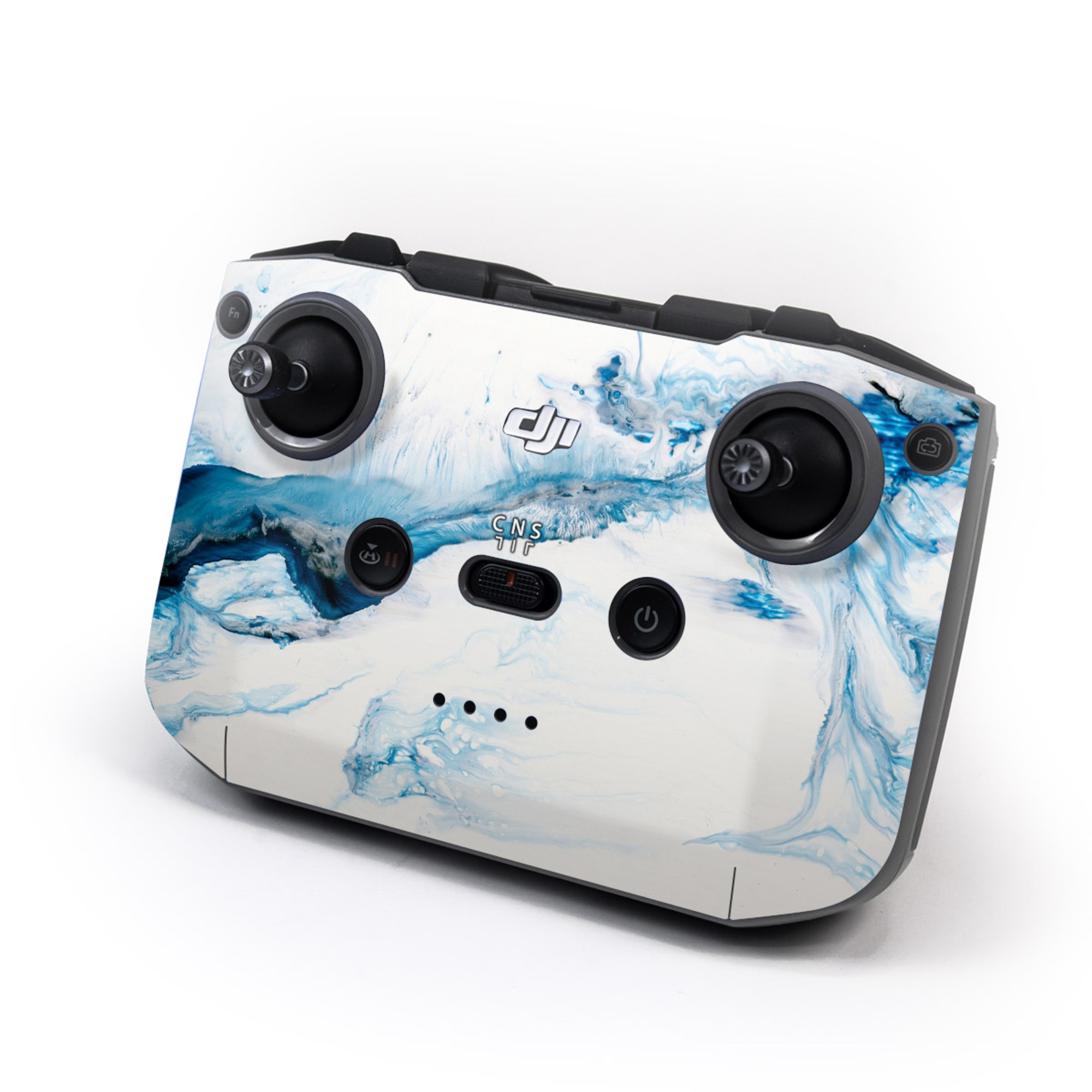 DJI RC-N3 Controller Skin design of Glacial landform, Blue, Water, Glacier, Sky, Arctic, Ice cap, Watercolor paint, Drawing, Art, with white, blue, black colors