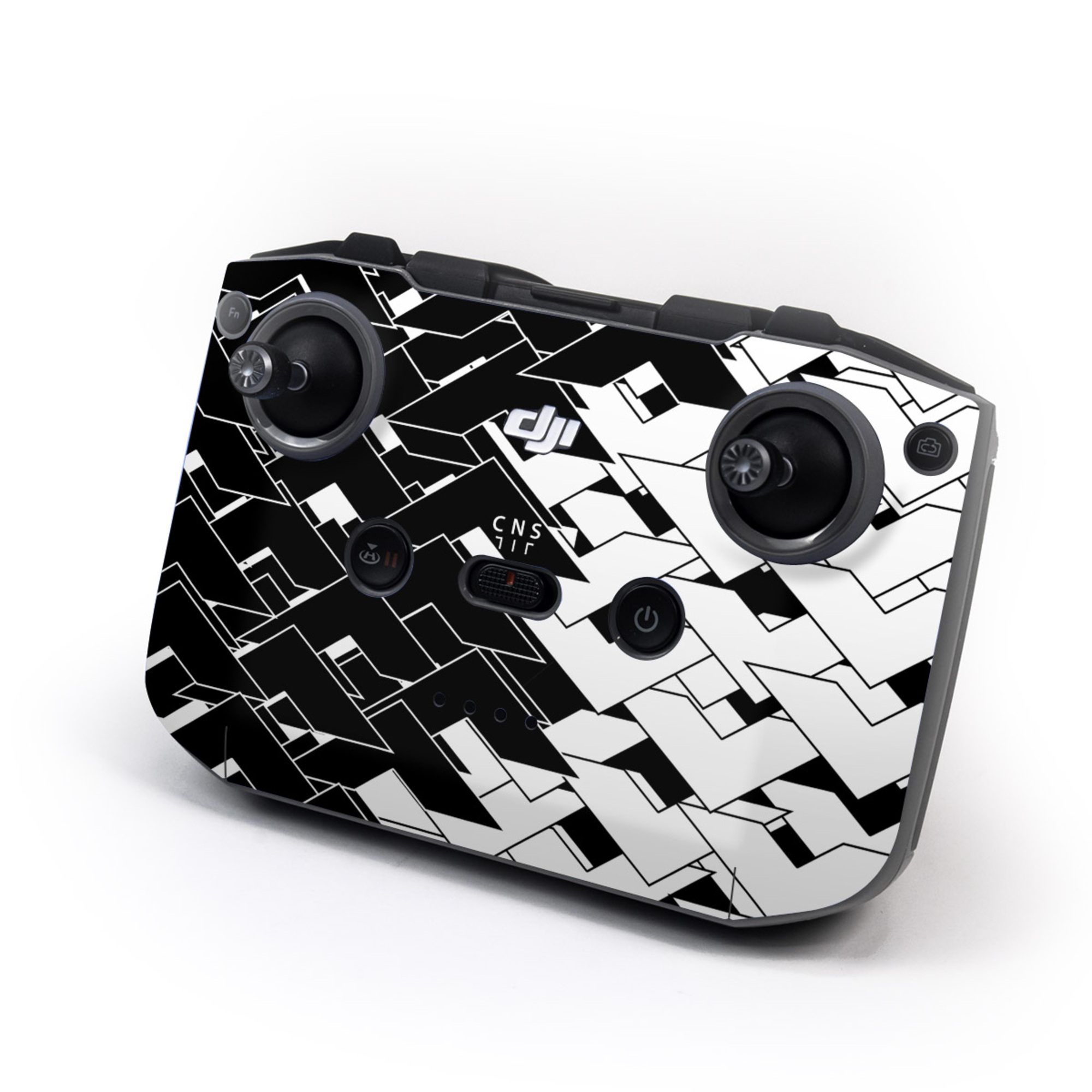 DJI RC-N3 Controller Skin design of Pattern, Black, Black-and-white, Monochrome, Monochrome photography, Line, Design, Parallel, Font, with black, white colors