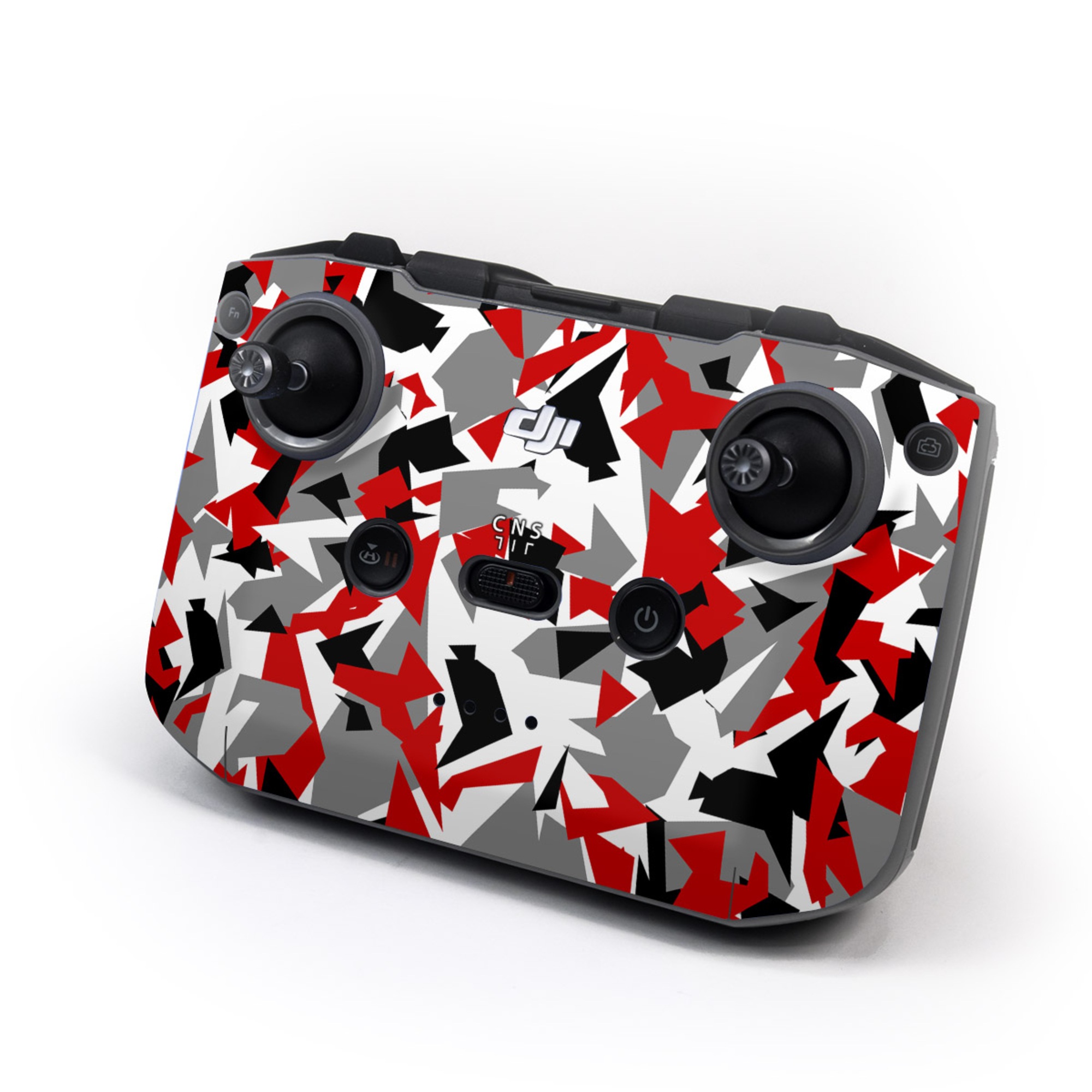 DJI RC-N3 Controller Skin design of Red, Pattern, Font, Design, Textile, Carmine, Illustration, Flag, Crowd, with red, white, black, gray colors