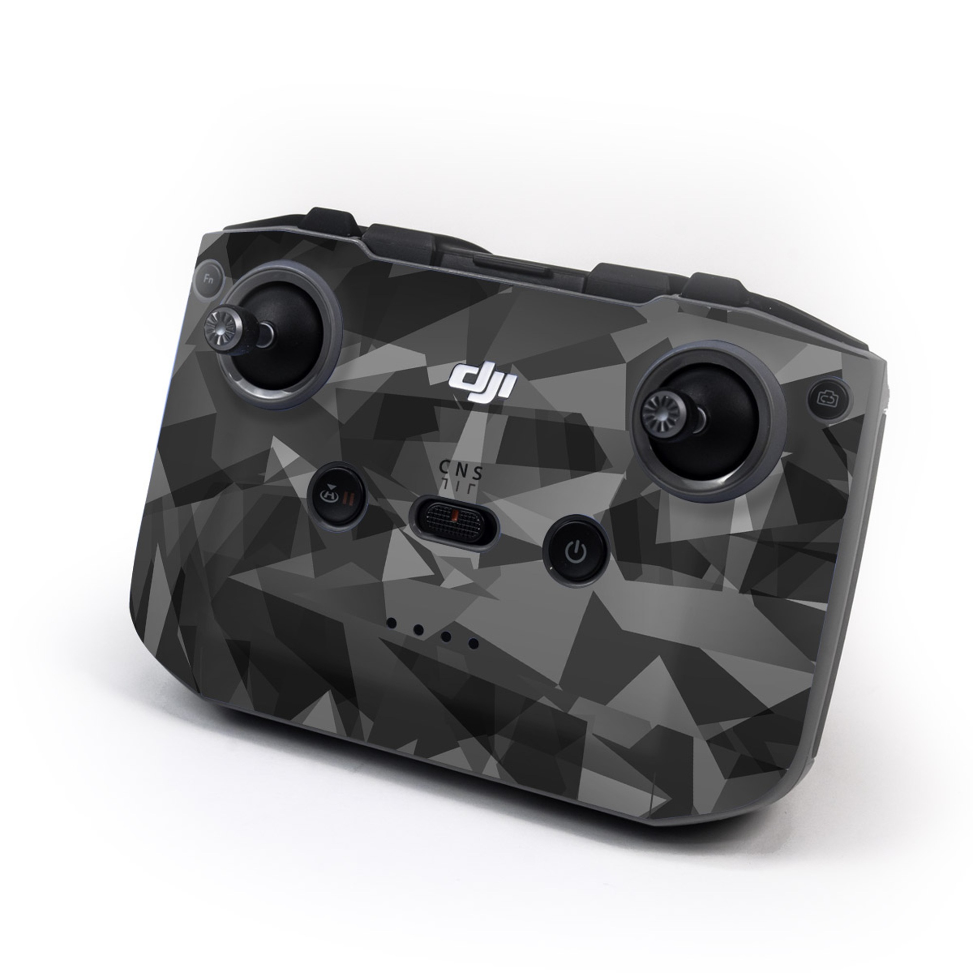 DJI RC-N3 Controller Skin design of Black, Pattern, Triangle, Black-and-white, Monochrome, Grey, Design, Line, Architecture, Monochrome photography, with black, gray colors