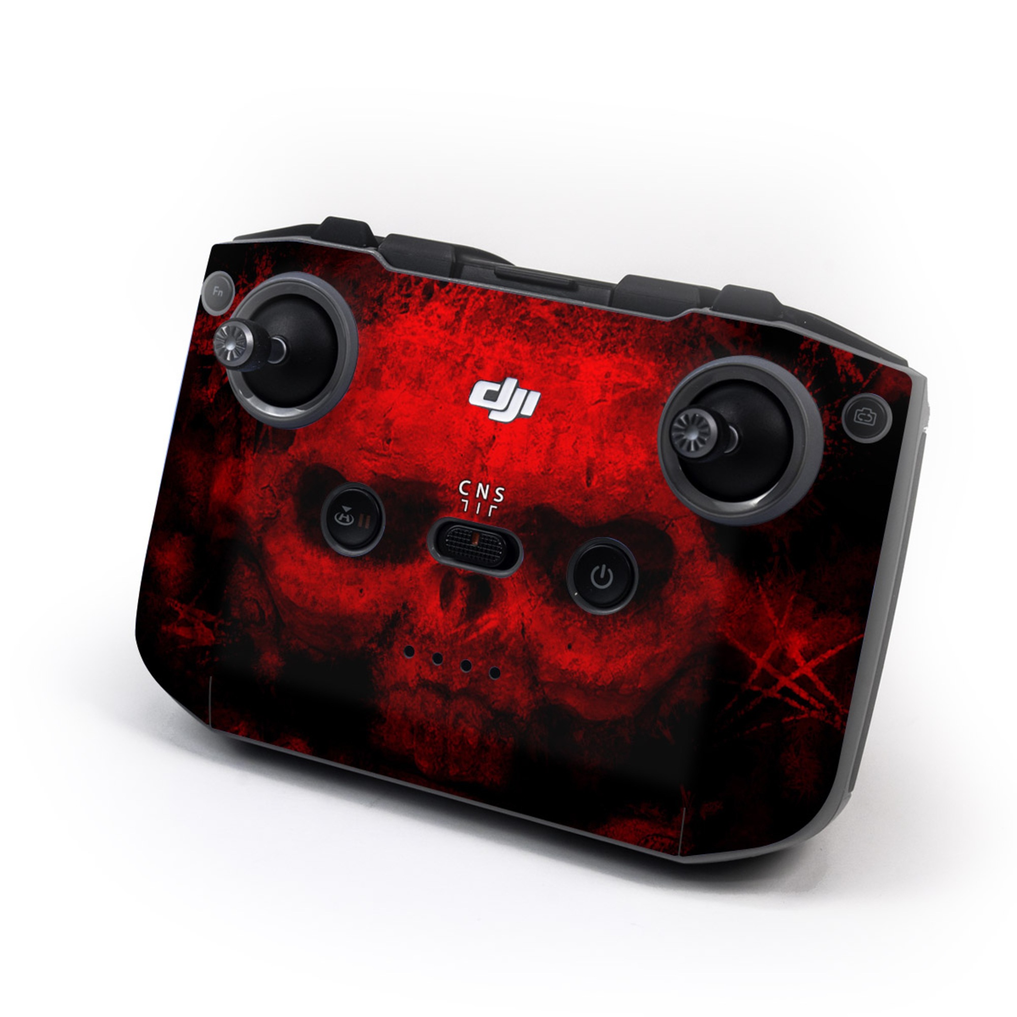 DJI RC-N3 Controller Skin design of Red, Skull, Bone, Darkness, Mouth, Graphics, Pattern, Fiction, Art, Fractal art, with black, red colors