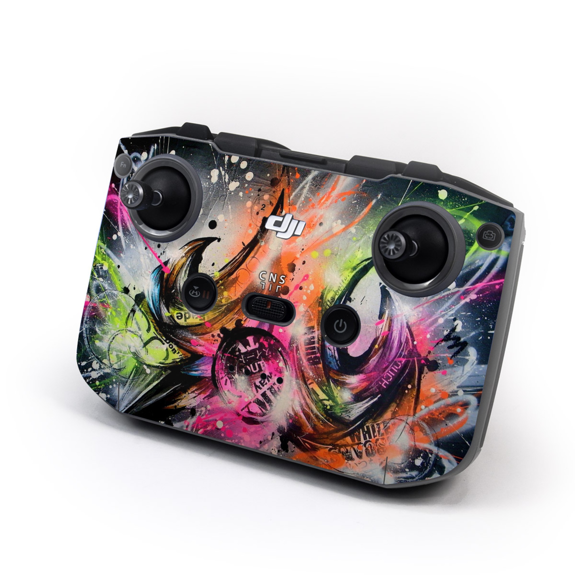 DJI RC-N3 Controller Skin design of Graphic design, Fractal art, Art, Illustration, Design, Graphics, Cg artwork, Font, Visual arts, Pattern, with black, gray, red, green, purple, blue colors