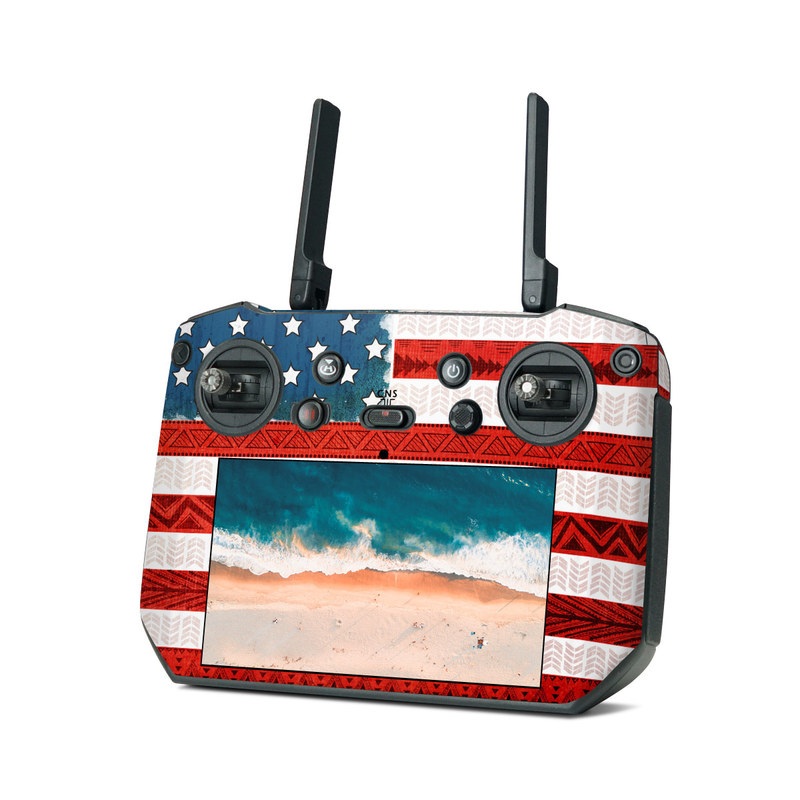 DJI RC Pro Skin design of Flag, Flag of the united states, Red, Flag Day (USA), Line, Pattern, Textile, Independence day, Veterans day, Tablecloth, with red, blue, white colors