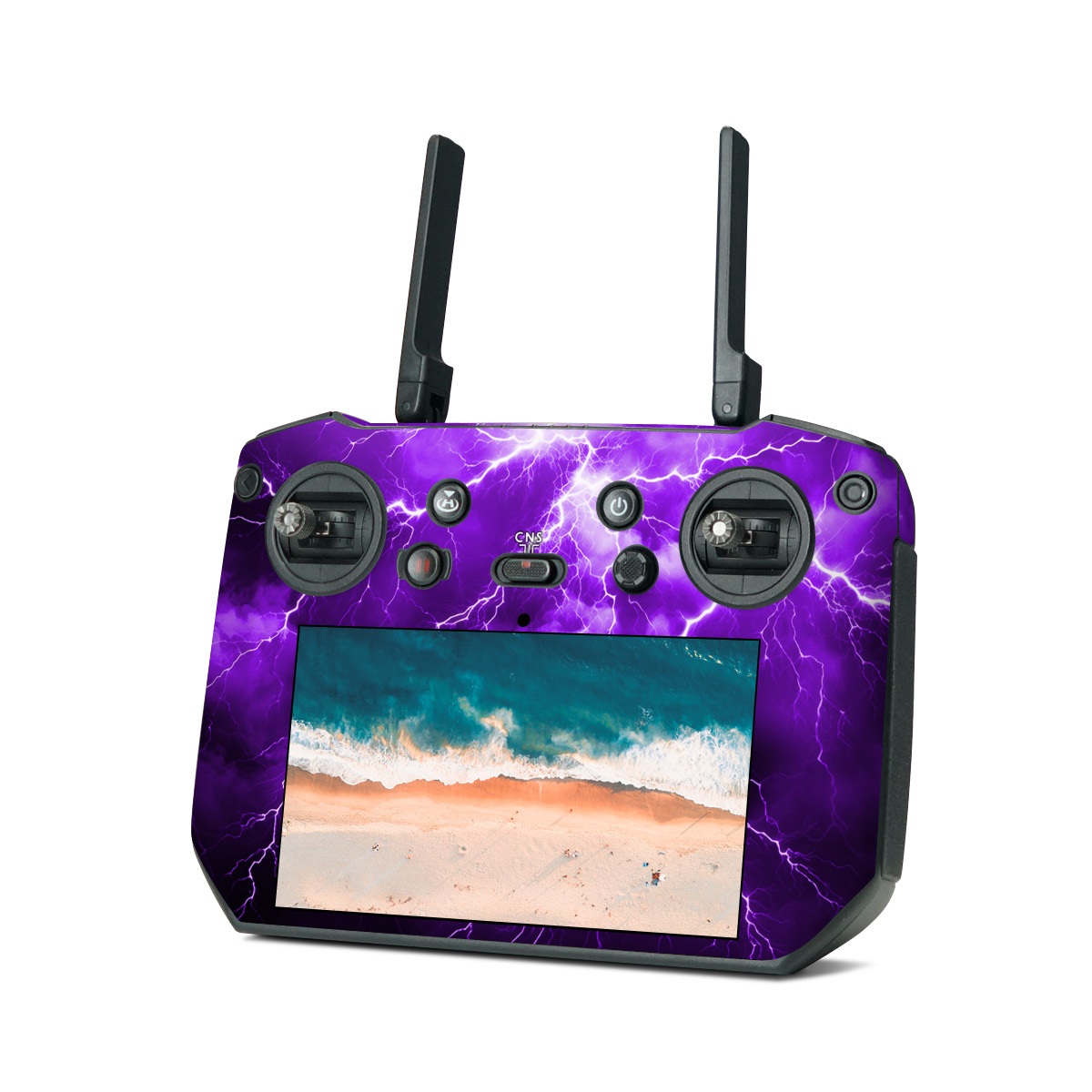 DJI RC Pro Skin design of Sky, Lightning, Thunder, Atmosphere, Thunderstorm, Daytime, Purple, Light, Cloud, Nature, with black, purple colors