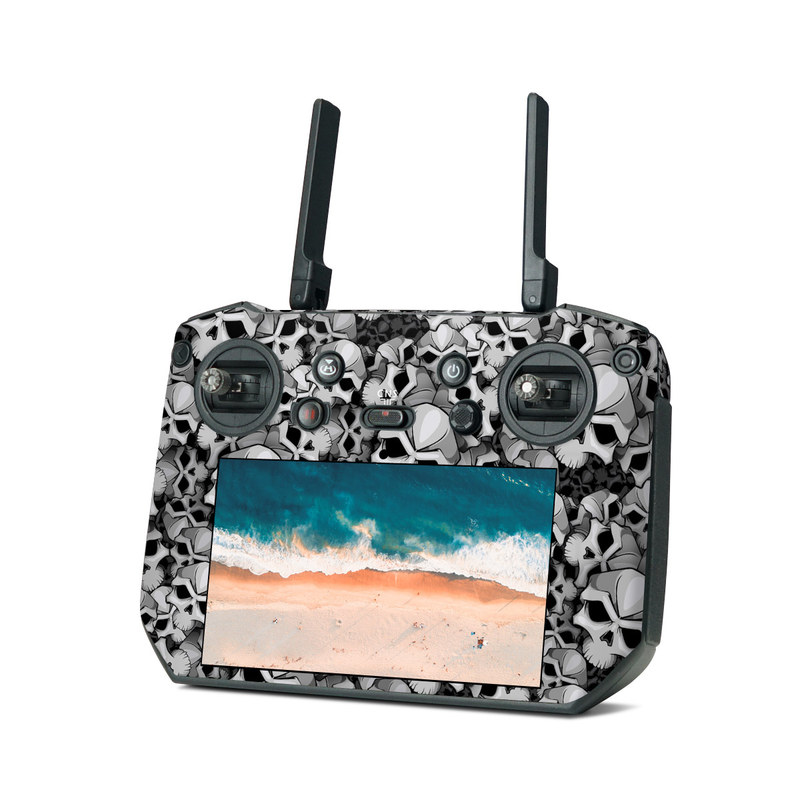 DJI RC Pro Skin design of Pattern, Black-and-white, Monochrome, Ball, Football, Monochrome photography, Design, Font, Stock photography, Photography, with gray, black colors