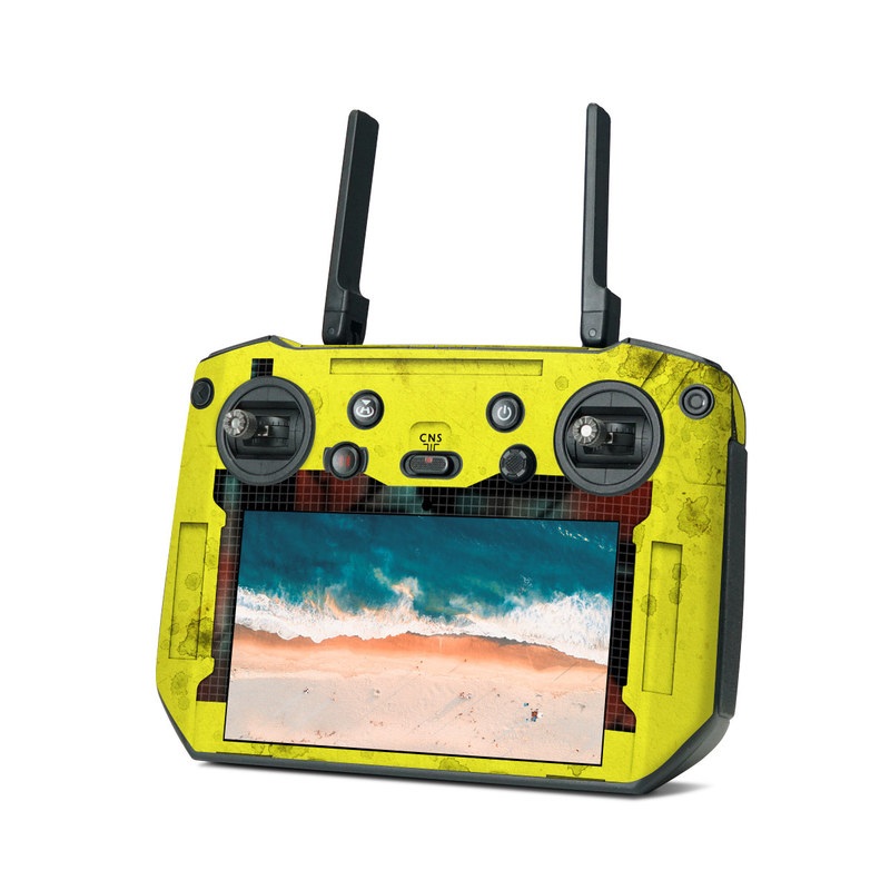 DJI RC Pro Skin design of Yellow, Green, Font, Pattern, Graphic design, with black, yellow, gray, blue, green colors