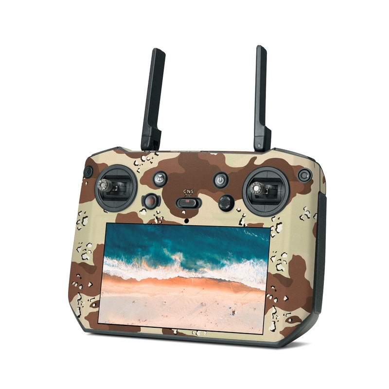 DJI RC Pro Skin design of Military camouflage, Brown, Pattern, Design, Camouflage, Textile, Beige, Illustration, Uniform, Metal, with gray, red, black, green colors