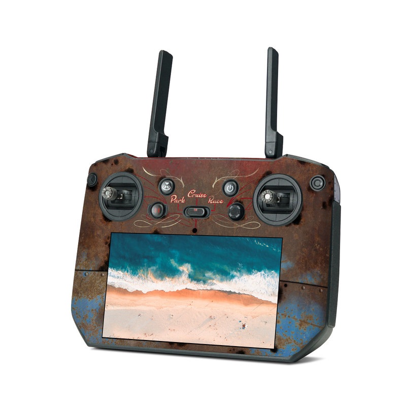 DJI RC Pro Controller Skin design of Line, Visual arts, Symmetry, Concrete, Tints and shades, Painting, Art with blue, red, yellow, brown, black colors