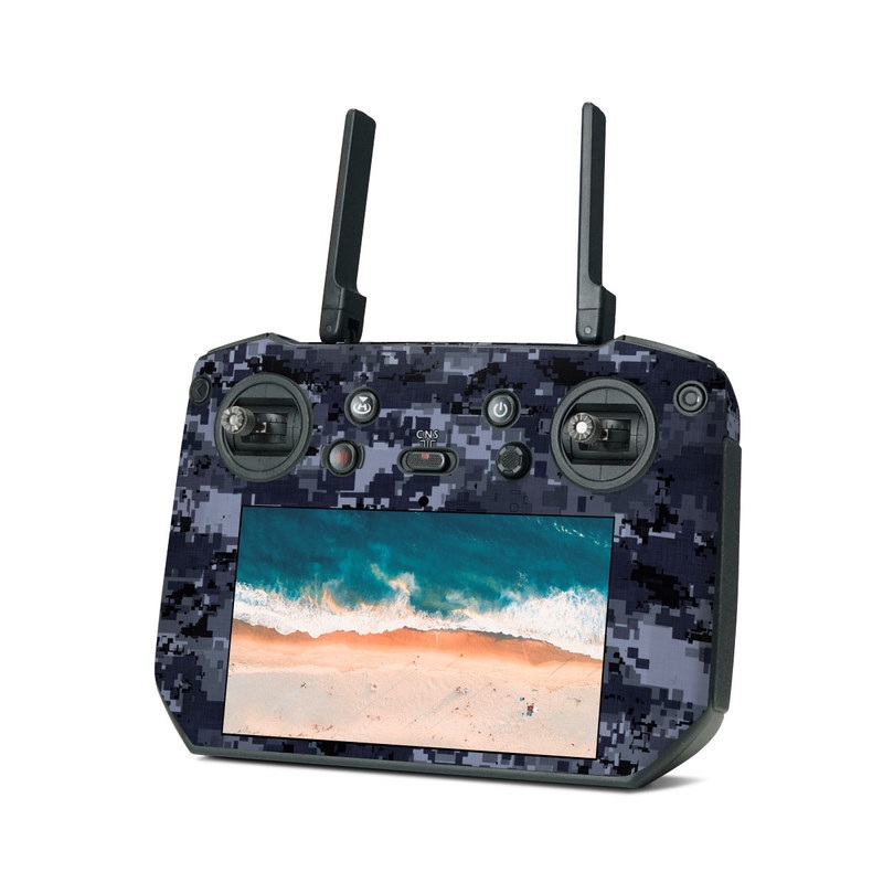 DJI RC Pro Skin design of Military camouflage, Black, Pattern, Blue, Camouflage, Design, Uniform, Textile, Black-and-white, Space, with black, gray, blue colors
