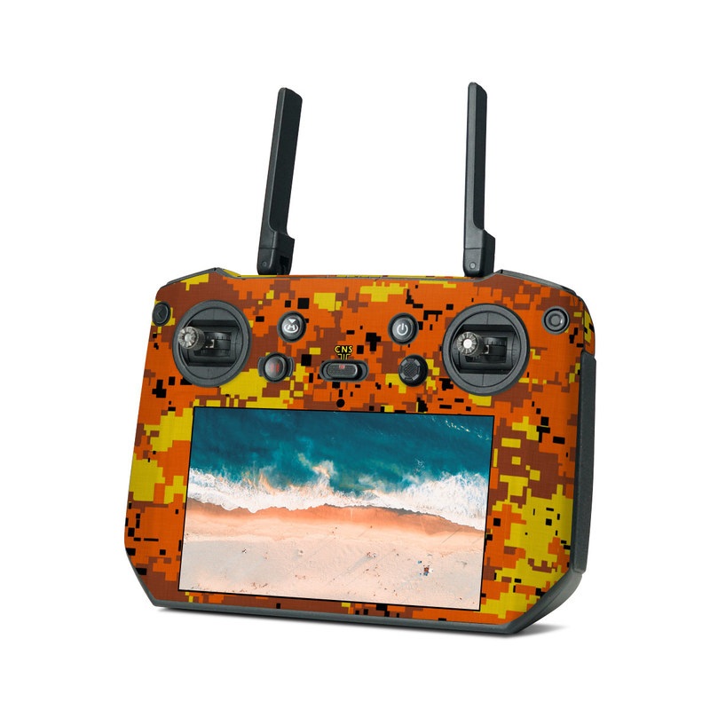 DJI RC Pro Skin design of Orange, Yellow, Leaf, Tree, Pattern, Autumn, Plant, Deciduous, with red, green, black colors