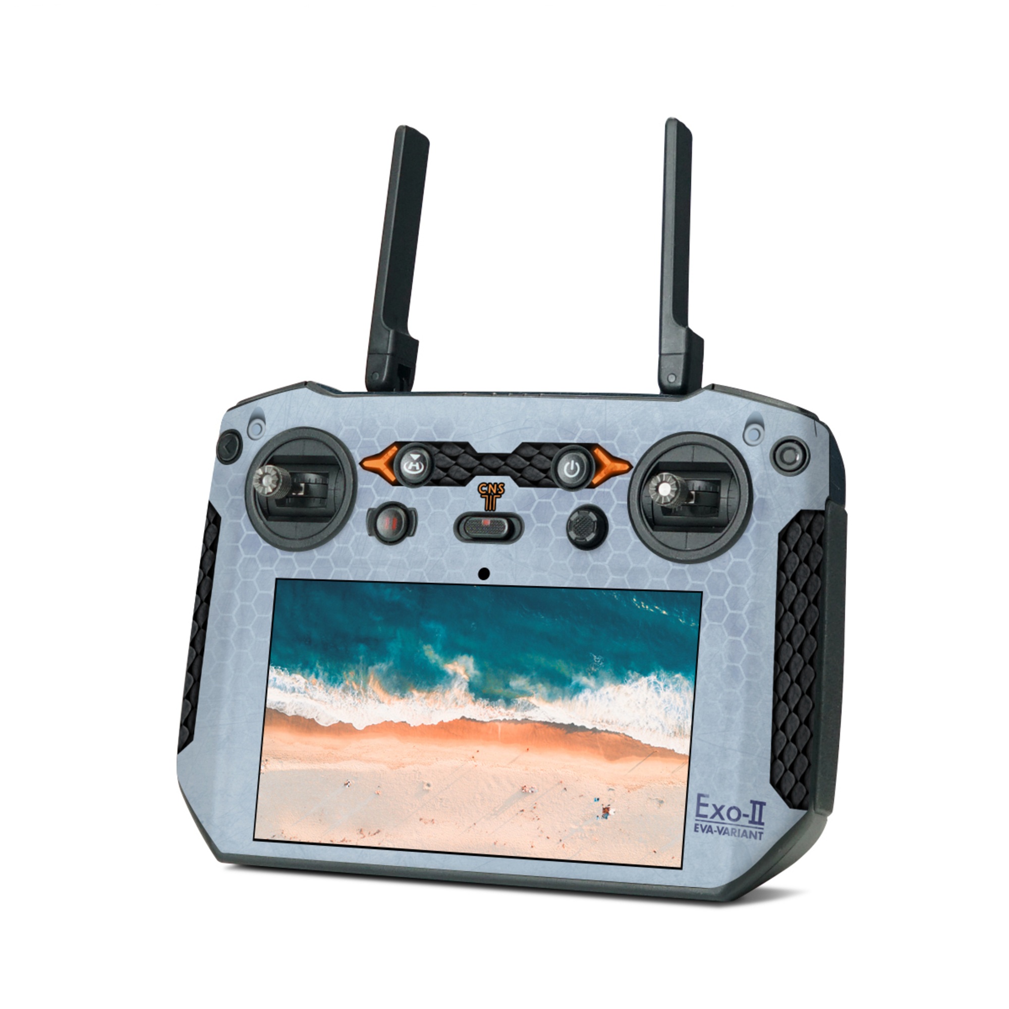 DJI RC Pro Skin design of Blue, Symbol, Graphics, with blue, black, yellow, orange, gray colors