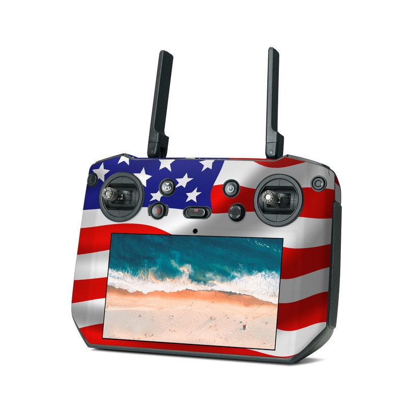 DJI RC Pro Skin design of Flag of the united states, Flag, Flag Day (USA), Veterans day, Independence day, Memorial day, Holiday, with gray, red, blue, black, white colors