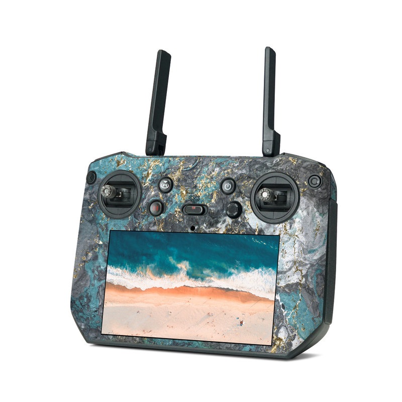 DJI RC Pro Skin design of Blue, Turquoise, Green, Aqua, Teal, Geology, Rock, Painting, Pattern, with black, white, gray, green, blue colors