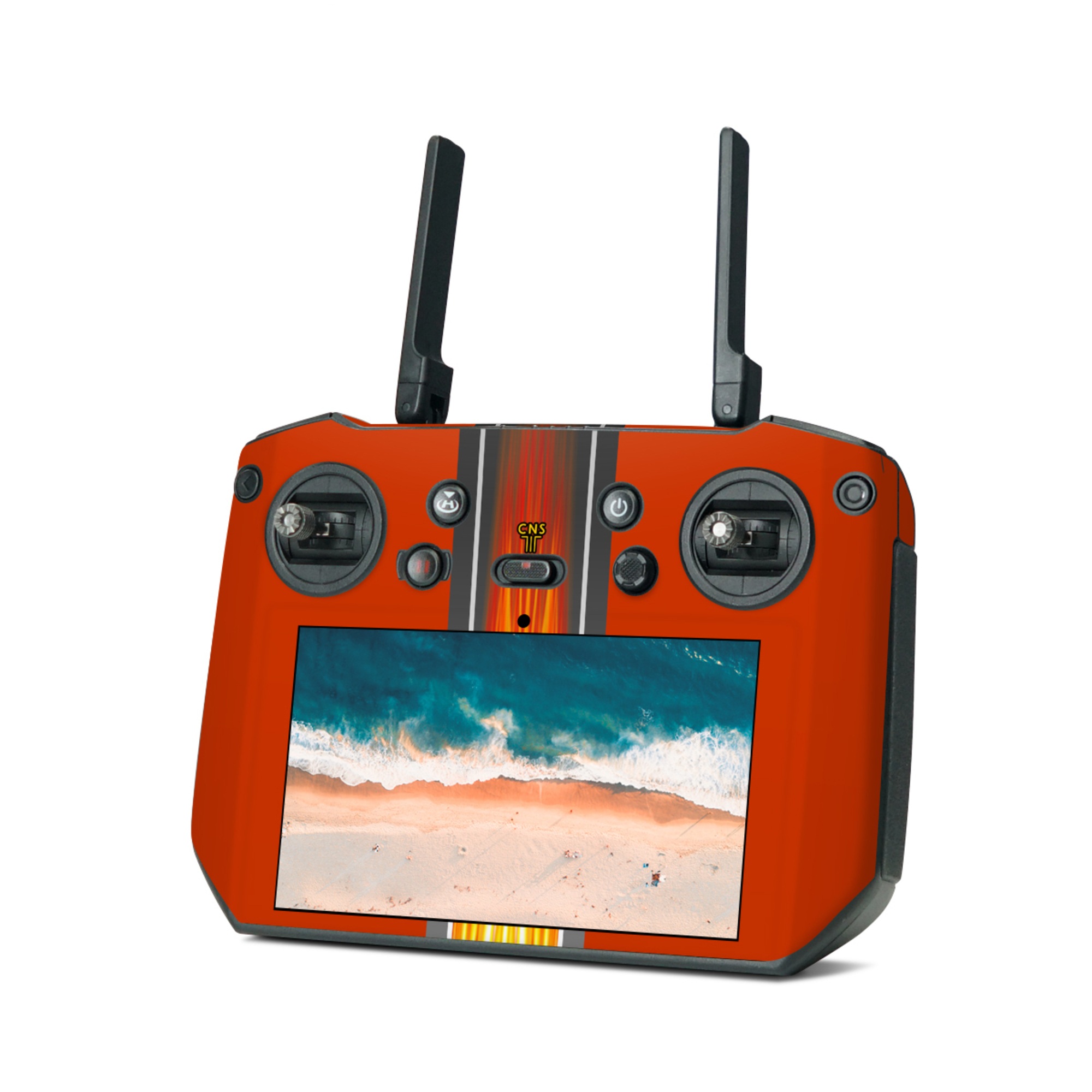 DJI RC Pro Skin design of Orange, Red, Line, Material property, Rectangle, Automotive lighting, with red, black, orange, gray colors