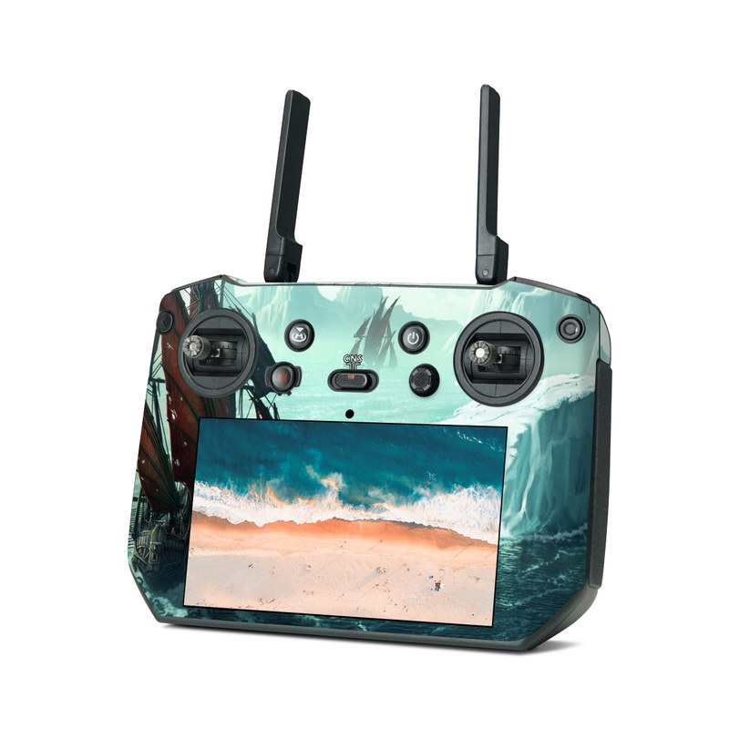 DJI RC Pro Skin design of Cg artwork, Vehicle, Ghost ship, Manila galleon, Fluyt, Adventure game, First-rate, Sailing ship, Mythology, Strategy video game, with gray, black, blue, green, white colors