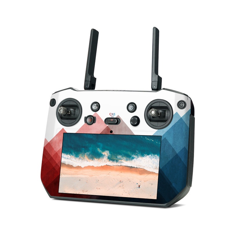 DJI RC Pro Skin design of Blue, Red, Sky, Pink, Line, Architecture, Font, Graphic design, Colorfulness, Illustration, with red, pink, blue colors
