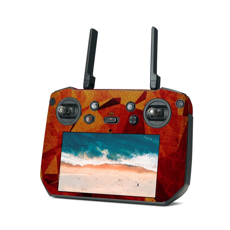 DJI RC Pro Skin design of Orange, Red, Yellow, Triangle, Pattern, Amber, Design, Art, Visual arts, Modern art, with black, orange, yellow colors