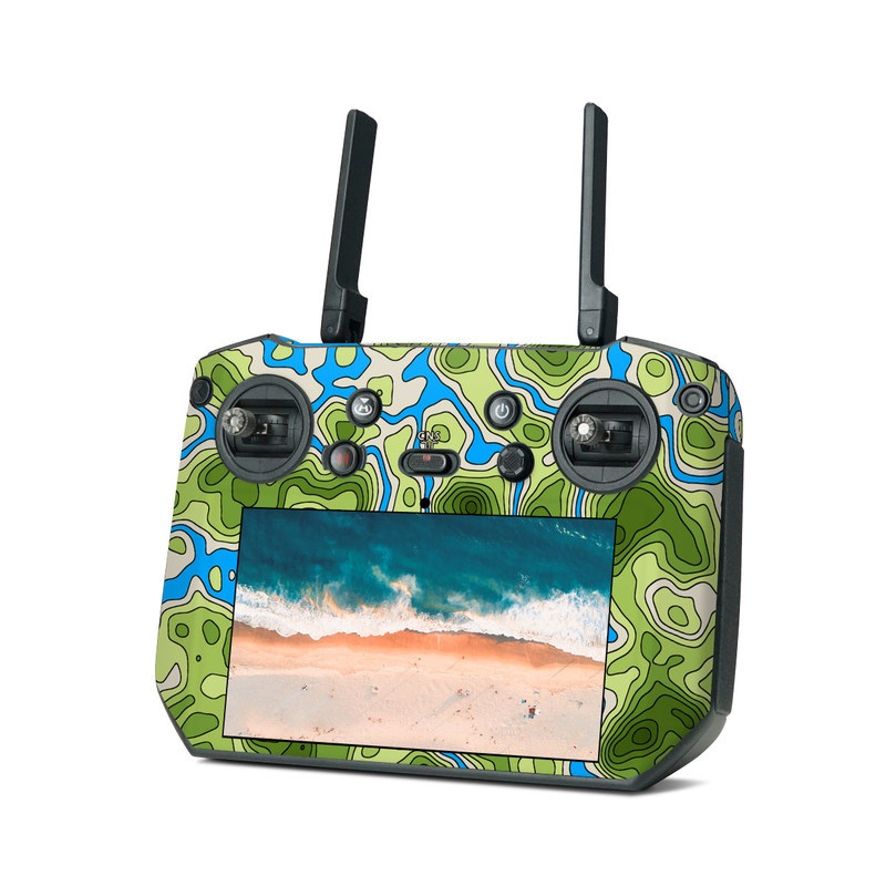 DJI RC Pro Skin design of Botany, Azure, Organism, Vegetation, Aqua, Terrestrial plant, Symmetry, Electric blue, Pattern, Art, with green, blue colors