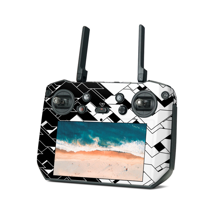 DJI RC Pro Skin design of Pattern, Black, Black-and-white, Monochrome, Monochrome photography, Line, Design, Parallel, Font, with black, white colors